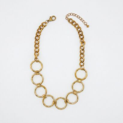 Naszyjnik "Słoneczna Geometria" – Wyrazisty Złoty Łańcuch z Kołami