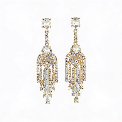 Kolczyki Wiszące "Art Deco Symphony" – Geometryczna Kaskada