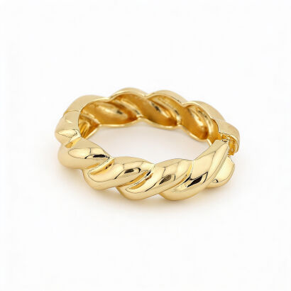 Bransoletka "Złoty Splot" – Sztywna Otwierana Typu Bangle